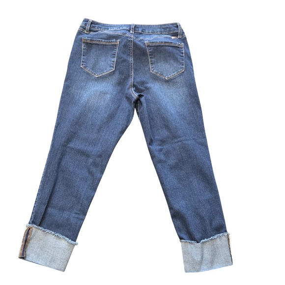 1822 Denim Denim - 1822 Denim Taylor Ankle Jeans Dark Wash Raw Edge Cuff Cropped Slim Mid